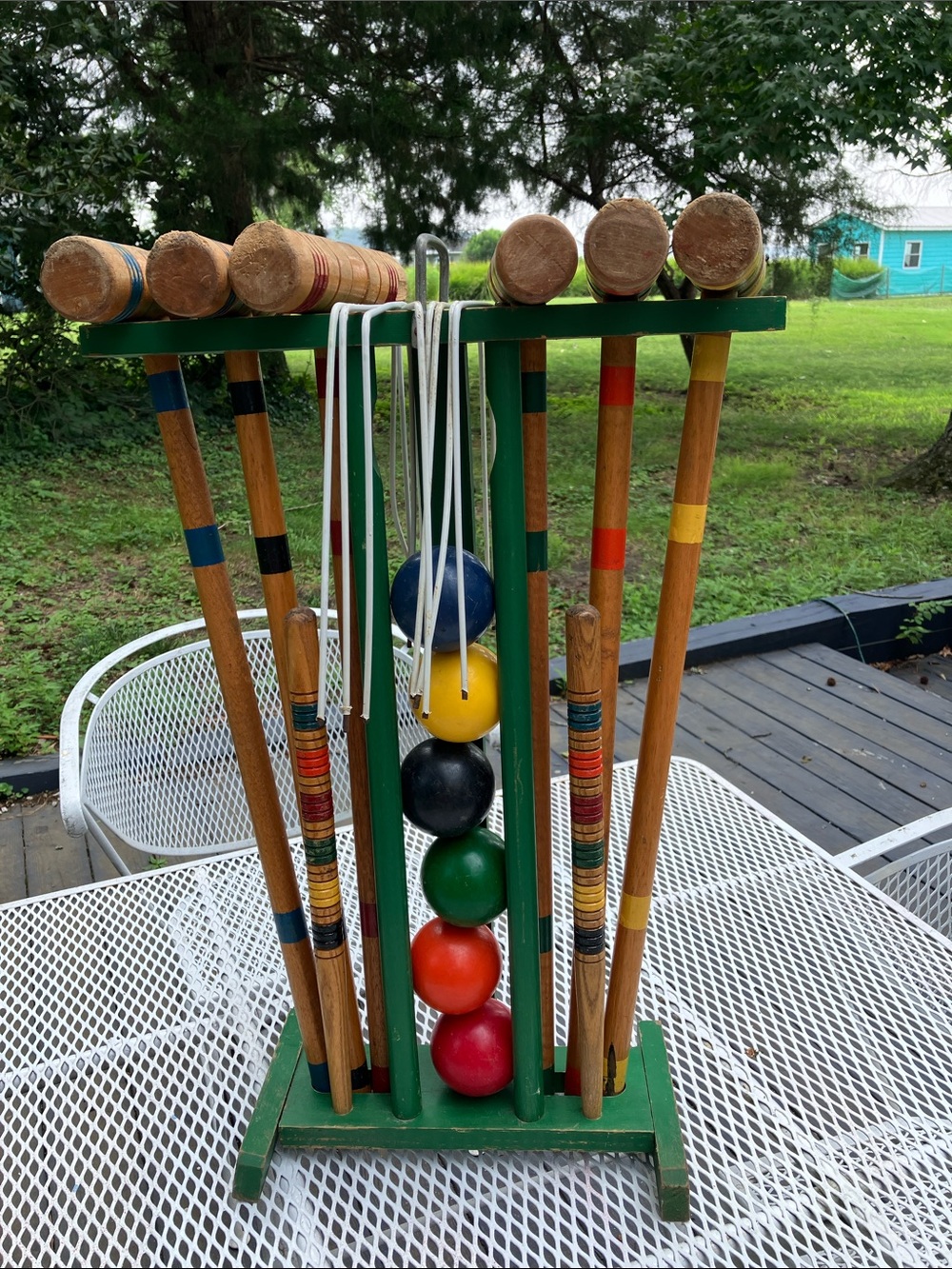 Vintage MCM Croquet Set With Carrier